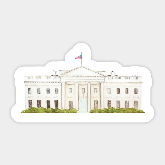 the white house watercolor Sticker by colorandcolor